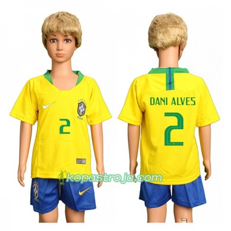 Billiga Fotbollströjor Brasilien Dani Alves 2 Barn VM 2018 Hemma tröja
